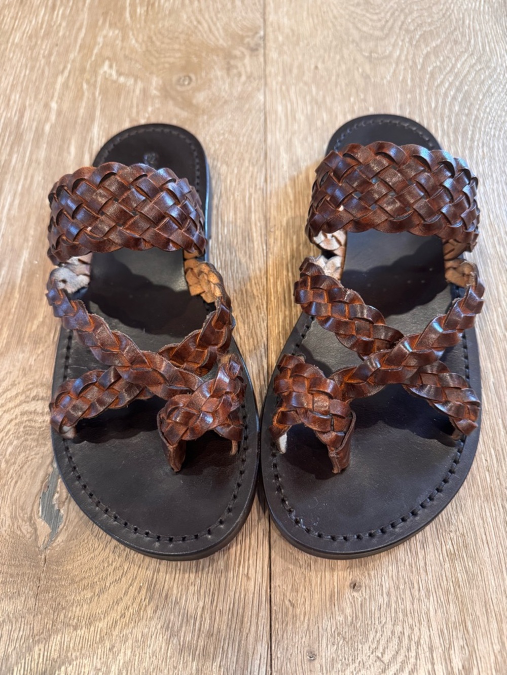 Saint Laurent Braided Neil Leather Slide Sandals in Brown size 37 worn once